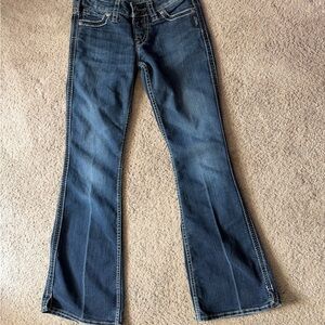 Silver Jeans Dark Blue Flare Jeans with Contrast Stitching